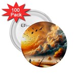 Nature Storm Painting 2.25  Buttons (100 pack) 