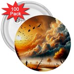 Nature Storm Painting 3  Buttons (100 pack) 