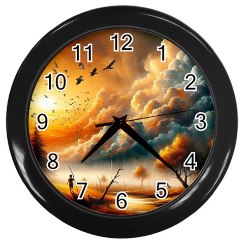 Nature Storm Painting Wall Clock (Black) from ArtsNow.com Front