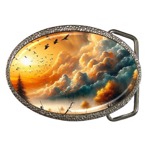 Nature Storm Painting Belt Buckles from ArtsNow.com Front