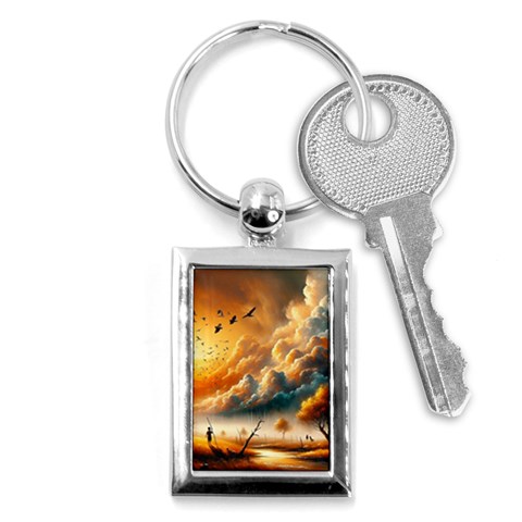 Nature Storm Painting Key Chain (Rectangle) from ArtsNow.com Front