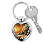 Nature Storm Painting Key Chain (Heart)