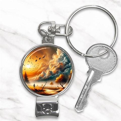 Nature Storm Painting Nail Clippers Key Chain from ArtsNow.com Front