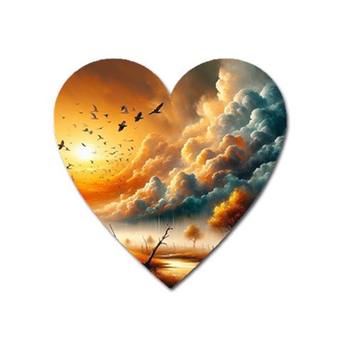 Nature Storm Painting Heart Magnet from ArtsNow.com Front
