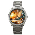 Nature Storm Painting Sport Metal Watch