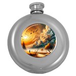 Nature Storm Painting Round Hip Flask (5 oz)