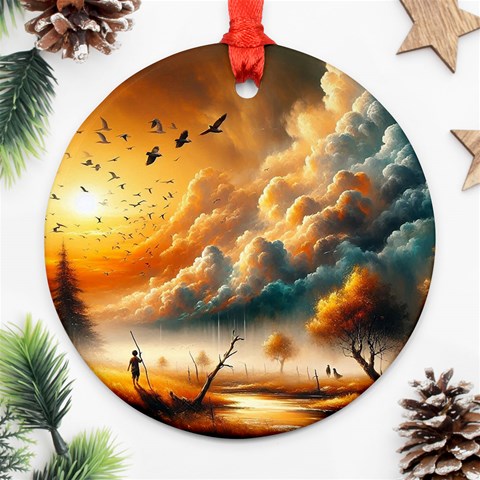 Nature Storm Painting Round Ornament (Two Sides) from ArtsNow.com Front