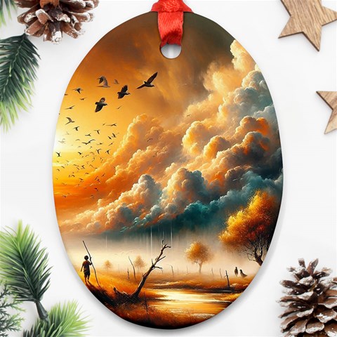 Nature Storm Painting Oval Ornament (Two Sides) from ArtsNow.com Front