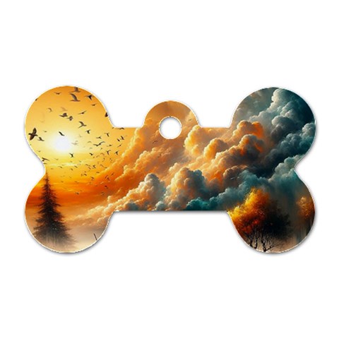 Nature Storm Painting Dog Tag Bone (Two Sides) from ArtsNow.com Front