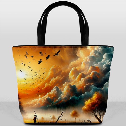 Nature Storm Painting Bucket Bag from ArtsNow.com Front