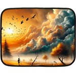Nature Storm Painting 35 x27  Fleece Blanket (Mini)