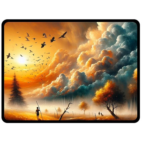Nature Storm Painting 80  x 56  Fleece Blanket (Large) from ArtsNow.com 80 x60  Blanket Front