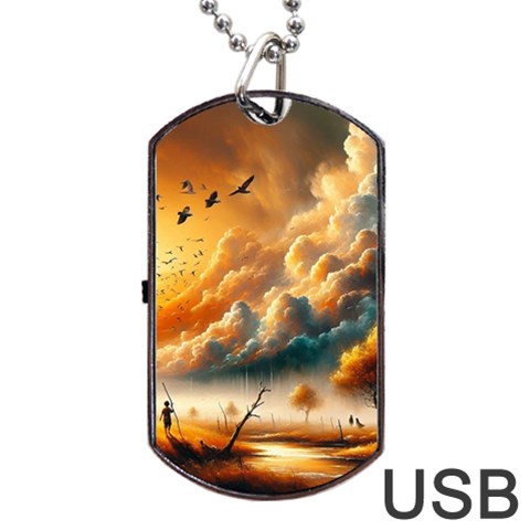 Nature Storm Painting Dog Tag USB Flash (One Side) from ArtsNow.com Front