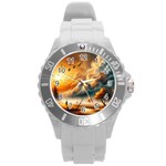 Nature Storm Painting Round Plastic Sport Watch (L)