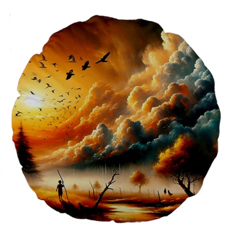 Nature Storm Painting Large 18  Premium Round Cushions from ArtsNow.com Front