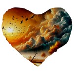 Nature Storm Painting Large 19  Premium Heart Shape Cushions