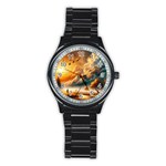 Nature Storm Painting Stainless Steel Round Watch
