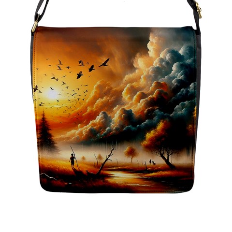 Nature Storm Painting Flap Closure Messenger Bag (L) from ArtsNow.com Front