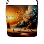 Nature Storm Painting Flap Closure Messenger Bag (L)