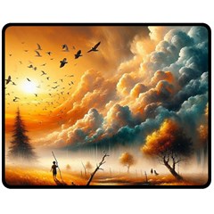 Nature Storm Painting 60  x 50  Two Sides Fleece Blanket (Medium) from ArtsNow.com 58.8 x47.4  Blanket Front