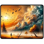 Nature Storm Painting 60  x 50  Two Sides Fleece Blanket (Medium)