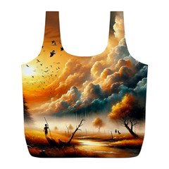 Nature Storm Painting Full Print Recycle Bag (L) from ArtsNow.com Back