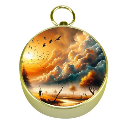 Nature Storm Painting Gold Compasses from ArtsNow.com Front