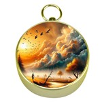 Nature Storm Painting Gold Compasses