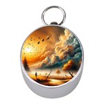Nature Storm Painting Mini Silver Compasses