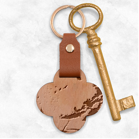Nature Storm Painting Engraved Wood Key Chain from ArtsNow.com Front