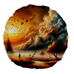 Nature Storm Painting Large 18  Premium Flano Round Cushions