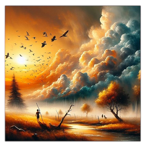 Nature Storm Painting 36  x 36  Square Satin Scarf from ArtsNow.com Front