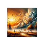 Nature Storm Painting 22  x 22  Satin Bandana Scarf