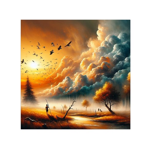 Nature Storm Painting 30  x 30  Large Square Satin Scarf from ArtsNow.com Front