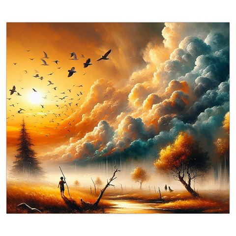 Nature Storm Painting Zipper Large Tote Bag from ArtsNow.com Front