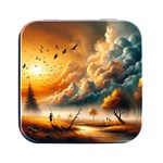 Nature Storm Painting Square Metal Box (Black)
