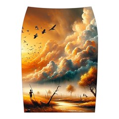 Nature Storm Painting Midi Wrap Pencil Skirt from ArtsNow.com Back