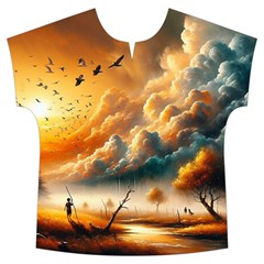 Nature Storm Painting Short Sleeve Long Pants Satin Pajamas Set from ArtsNow.com Front