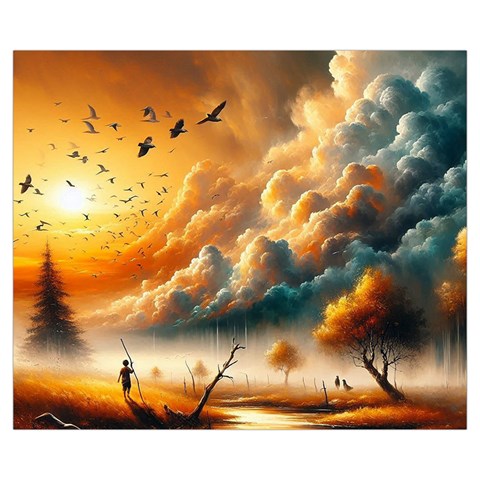 Nature Storm Painting Zipper Medium Tote Bag from ArtsNow.com Front