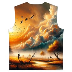Nature Storm Painting Men s High Neck Button Up Puffer Vest from ArtsNow.com Back