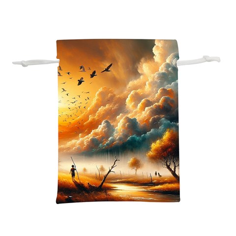 Nature Storm Painting Lightweight Drawstring Pouch (L) from ArtsNow.com Front