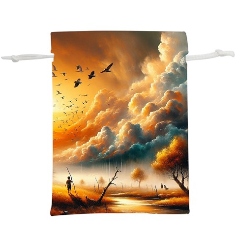 Nature Storm Painting Lightweight Drawstring Pouch (XL) from ArtsNow.com Front