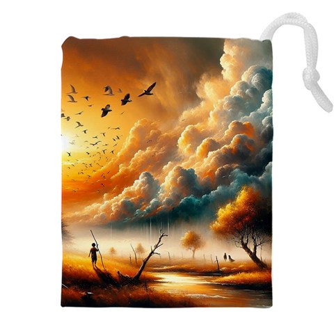 Nature Storm Painting Drawstring Pouch (5XL) from ArtsNow.com Front