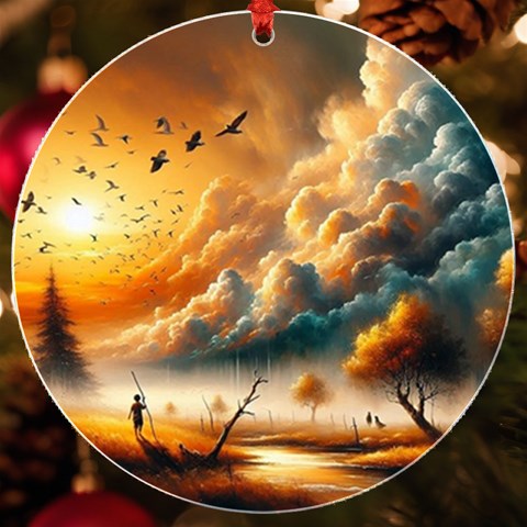 Nature Storm Painting UV Print Acrylic Ornament Round from ArtsNow.com Front