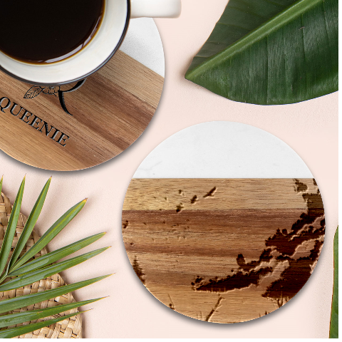 Nature Storm Painting Marble Wood Coaster (Round) from ArtsNow.com Front