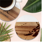 Nature Storm Painting Marble Wood Coaster (Round)