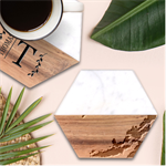 Nature Storm Painting Marble Wood Coaster (Hexagon) 