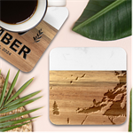 Nature Storm Painting Marble Wood Coaster (Square)
