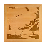Nature Storm Painting Wood Photo Frame Cube