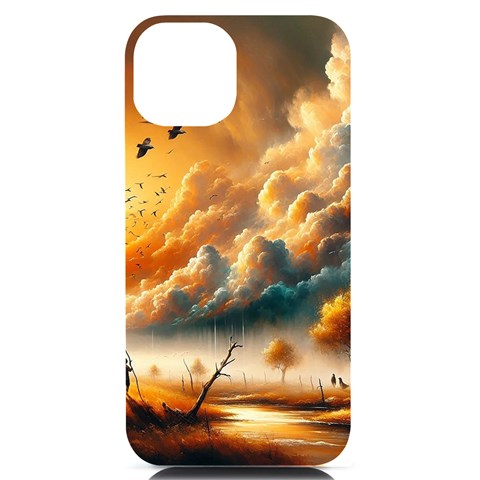 Nature Storm Painting iPhone 14 Black UV Print PC Hardshell Case from ArtsNow.com Front